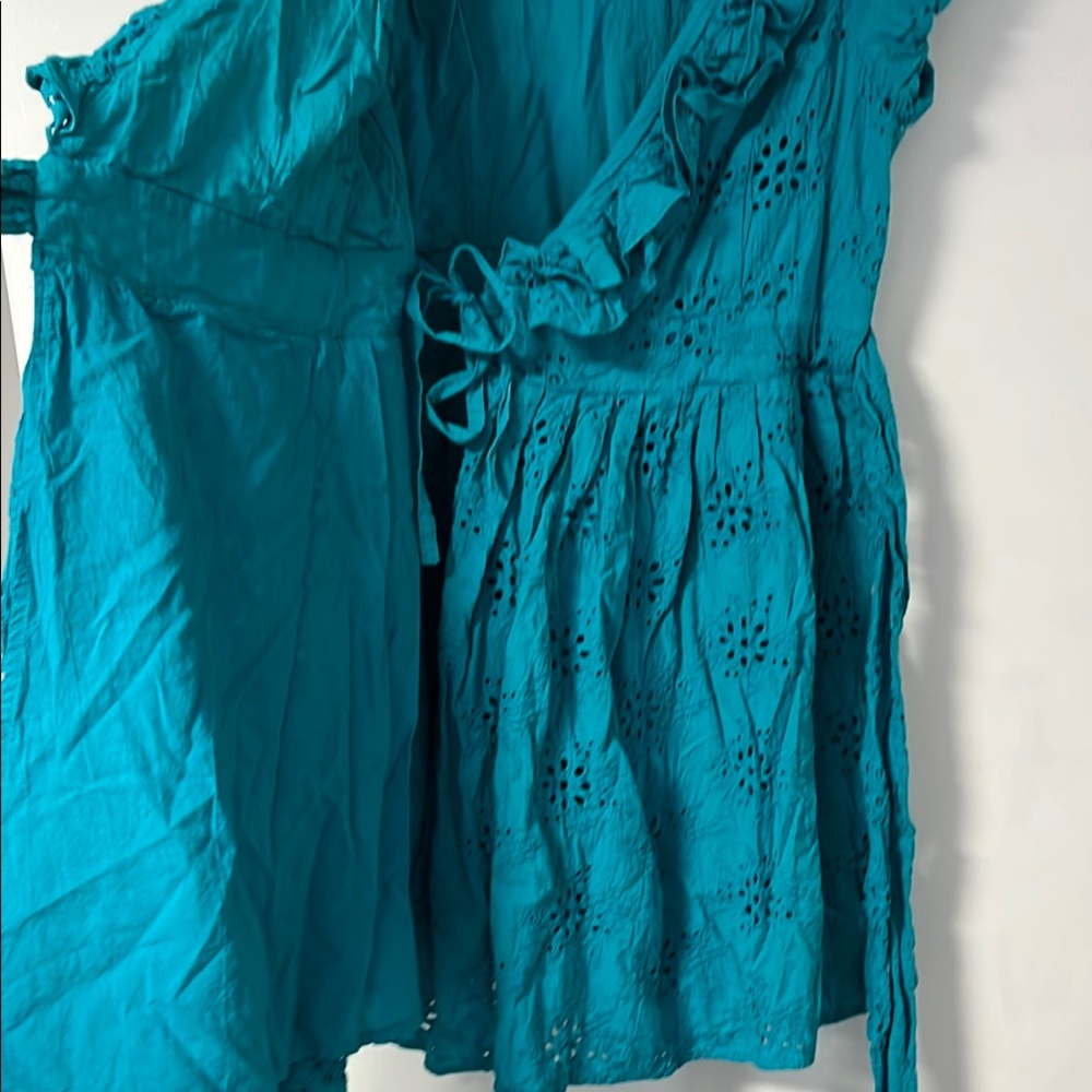 Blue Ruffled Wrap Sundress - Picture 6 of 9